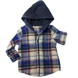 NWT‎ Carter's Baby Boy 18 months Plaid Hooded Button-Front Shirt Stylish Toddler